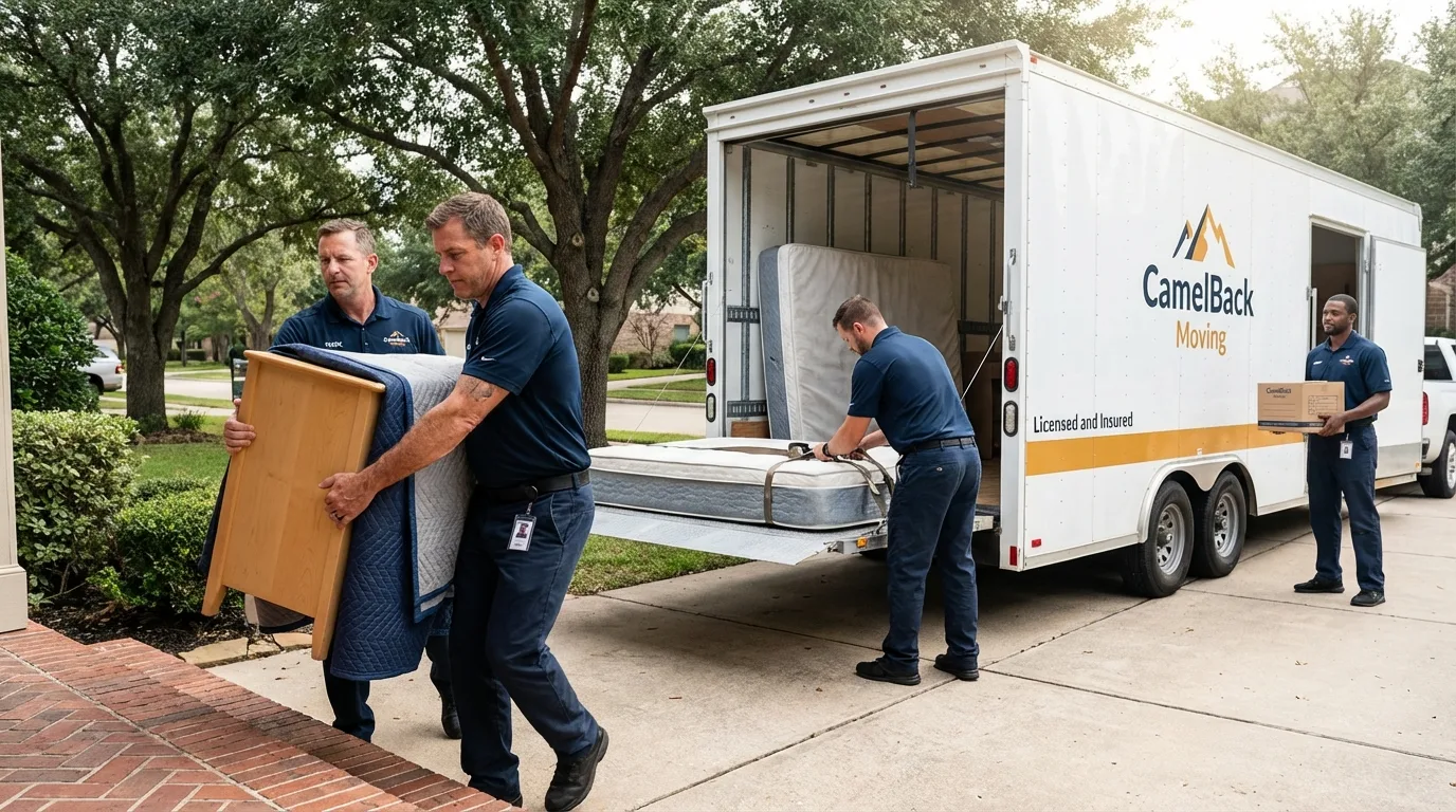 Crew loading residential truck for cross-state move from Hampton, SC