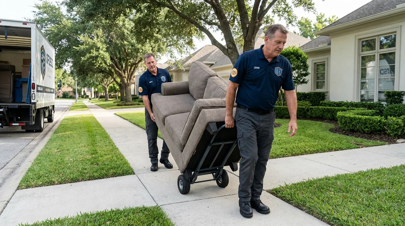 Local residential moving crew loading furniture in Hampton, SC
